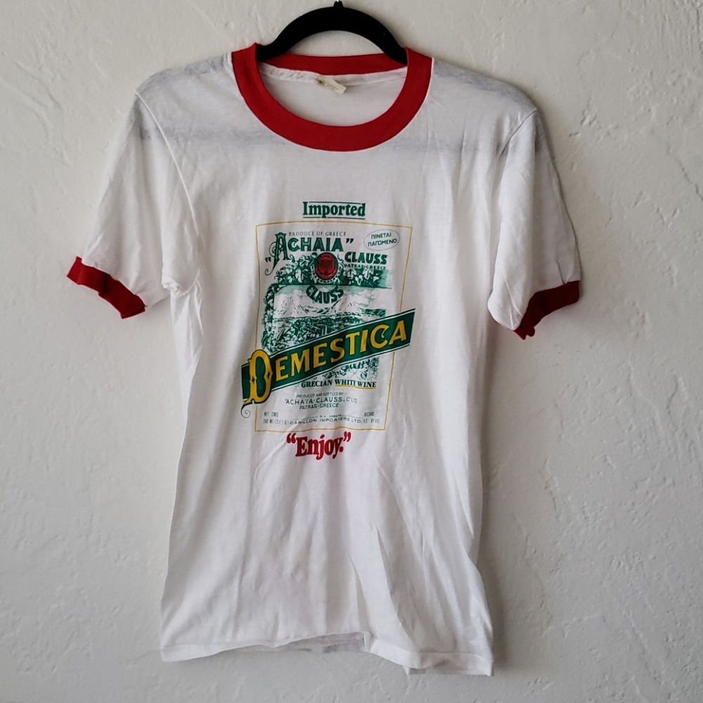 🍷NWOT Vintage DEMESTICA GREEK WINE Shirt